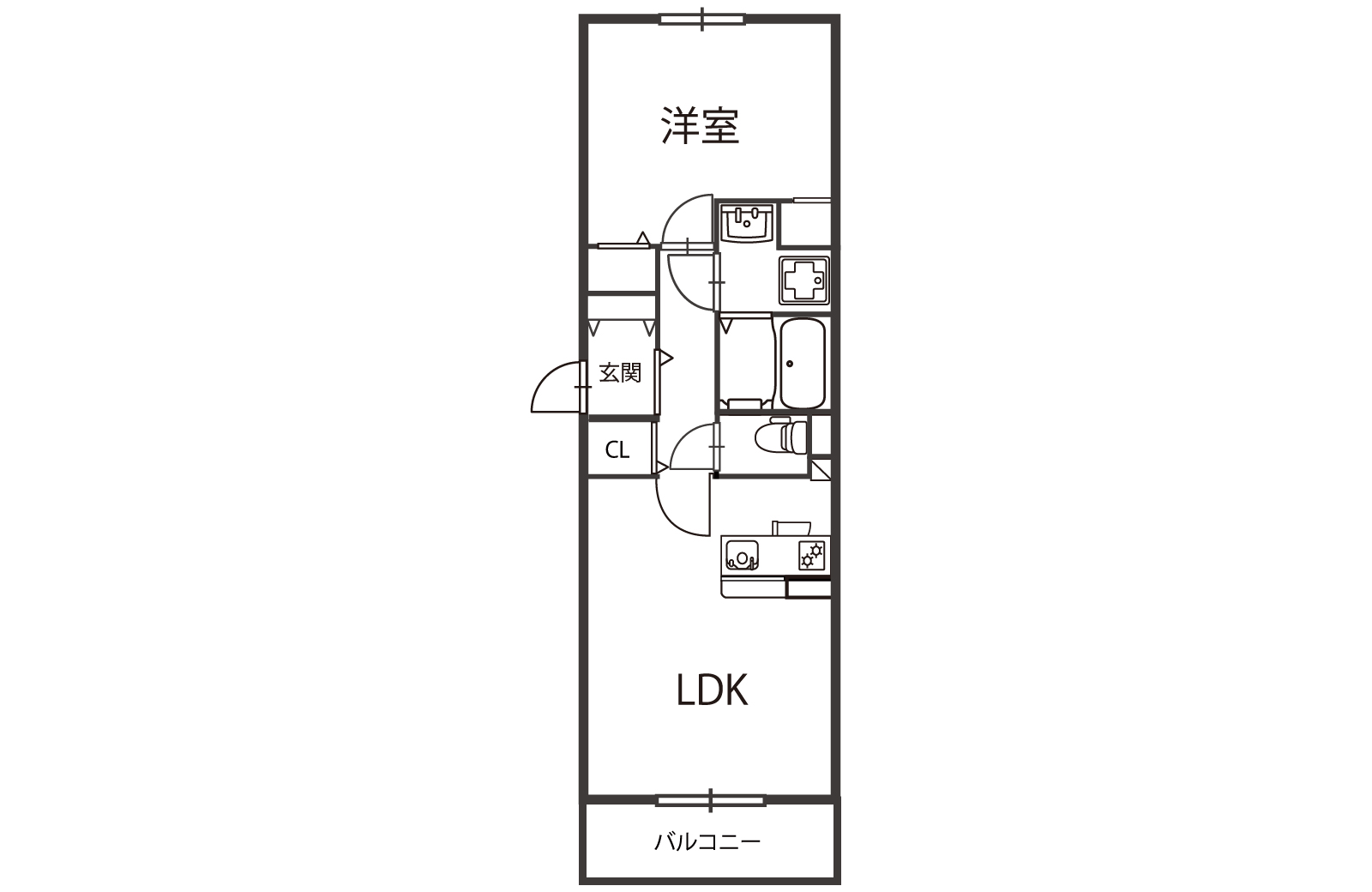ワンエルディーケー1LDK間取り図