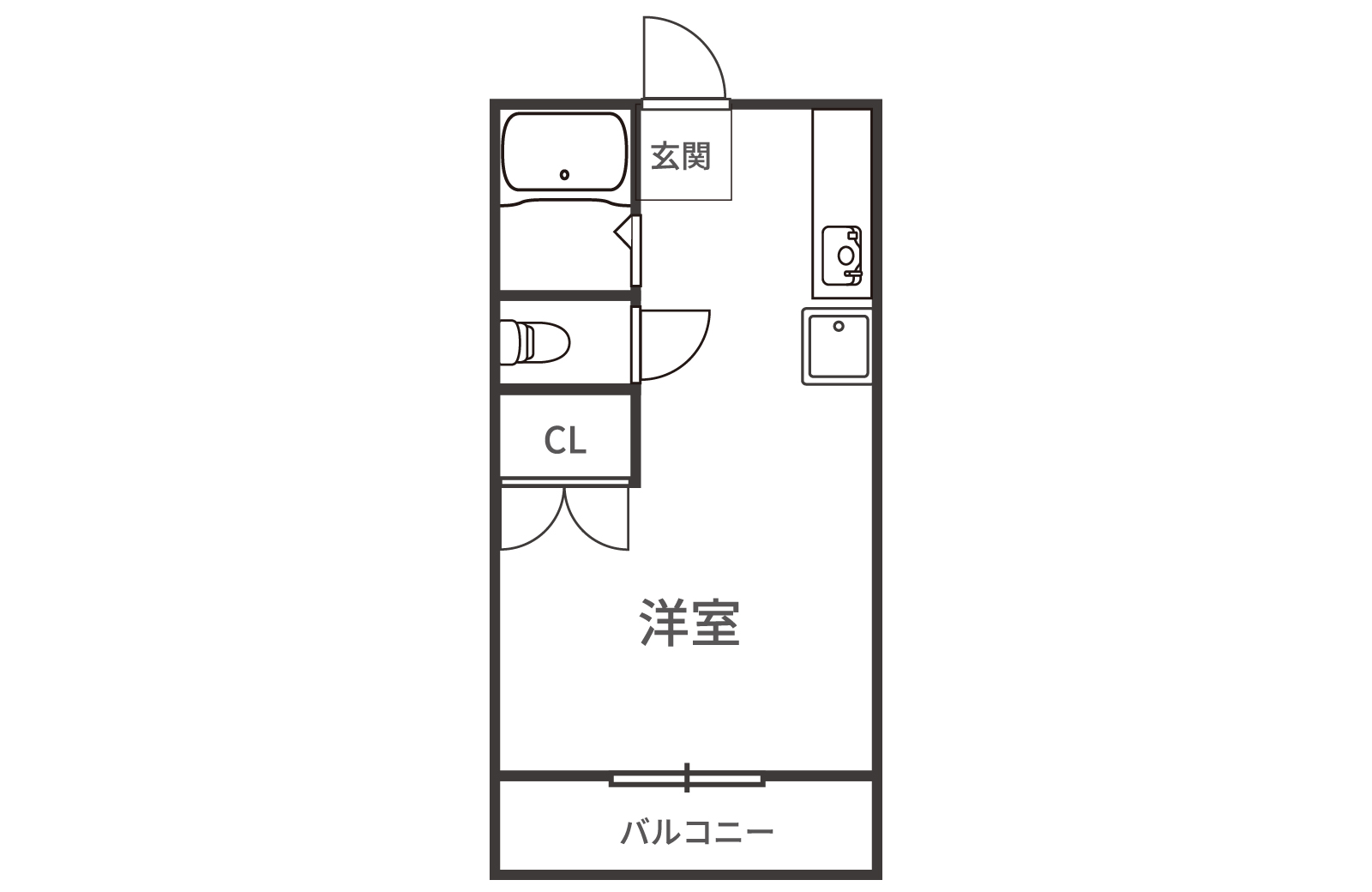 ワンルーム1R間取り図